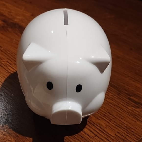 White Plastic Piggy Bank with Logo - Picture 4 of 6